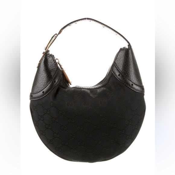 Gucci GG Canvas Ophidia Half Moon Mini Hobo Black Buckle handbag AUTHENTIC 90s - Picture 2 of 8